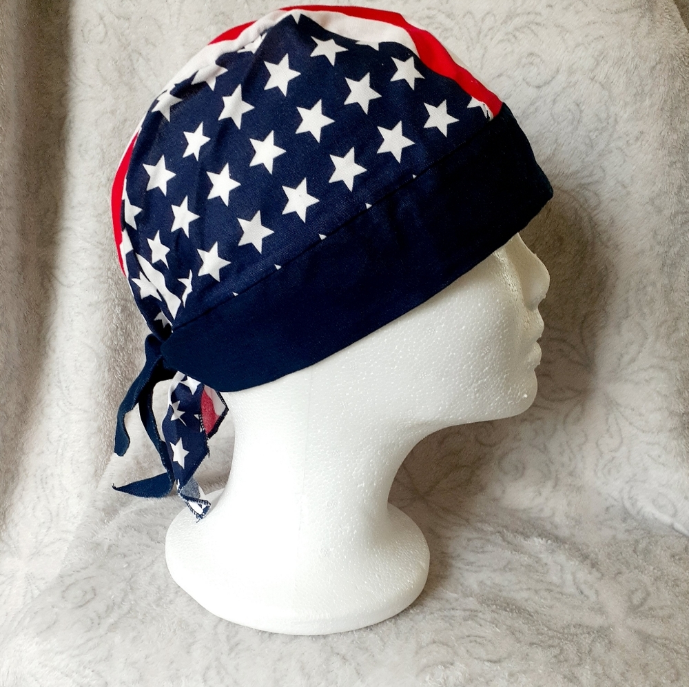 Surgical US Patriotic Hat; Scrub Medical Male Hat